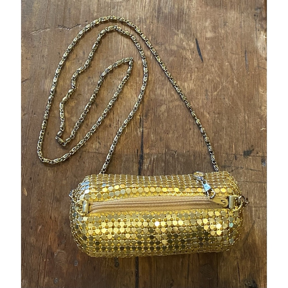 Vtg Gold Tone Metal Mesh Mini Bag Y&S Purse 5"L x 3"H & 21"chain strap Crossbody